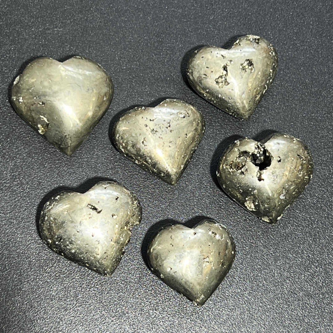 Iron Pyrite Crystal Puffy Heart Carving