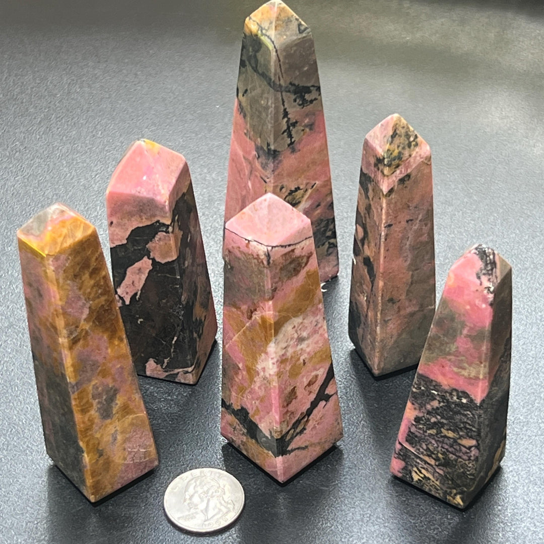 Pink Rhodonite Crystal Tower Point Carving