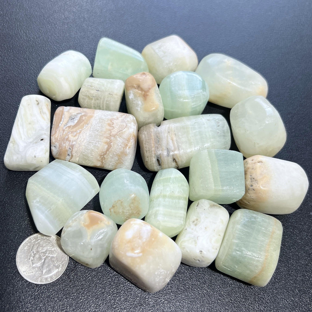 Green Blue Banded Calcite Tumbled Stones