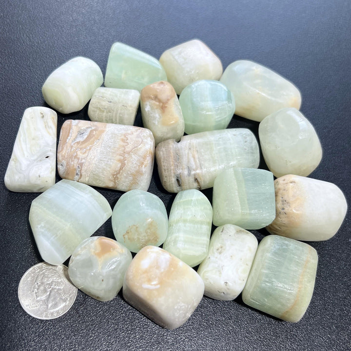 Green Blue Banded Calcite Tumbled Stones