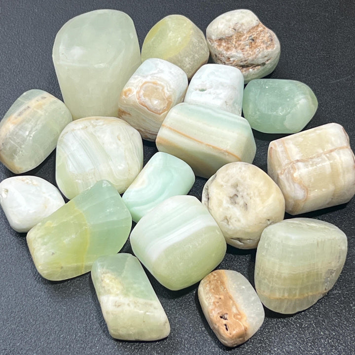 Green Blue Banded Calcite Tumbled Stones (By The Piece or Pound)