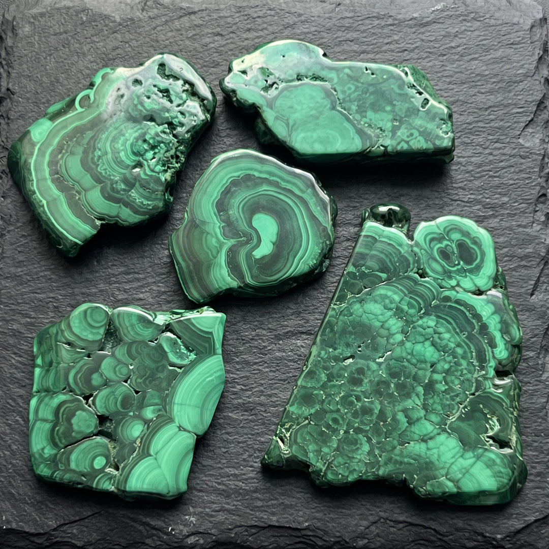 Malachite Slabs Polished Crystal Slices Freeform Carving