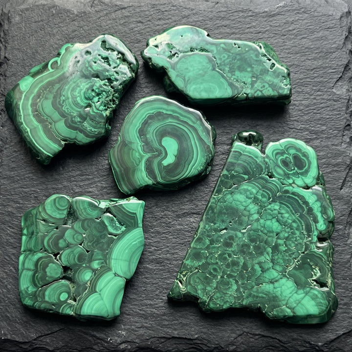 Malachite Slabs Polished Crystal Slices Freeform Carving
