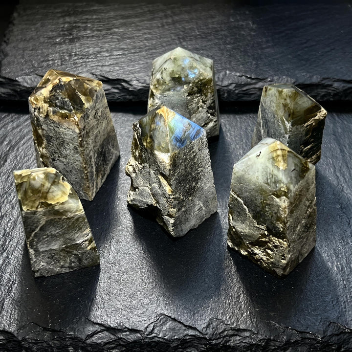 Labradorite Crystal Tower Point Carving (Top Polished)