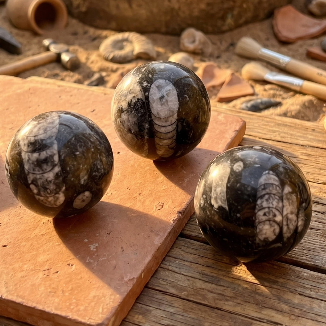 Orthoceras Fossil Sphere Polished Carving