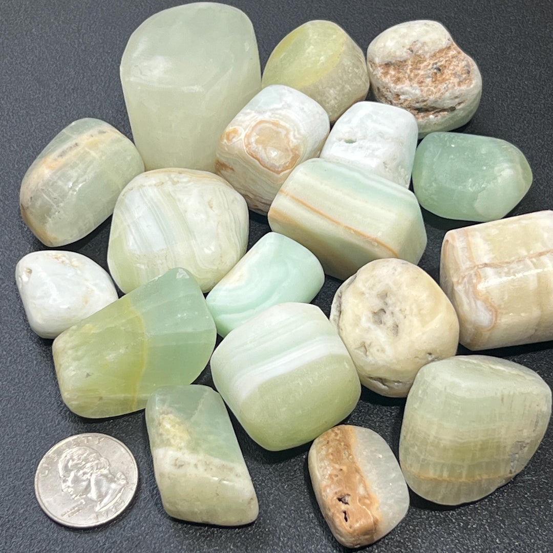 Green Blue Banded Calcite Tumbled Stones (By The Piece or Pound)