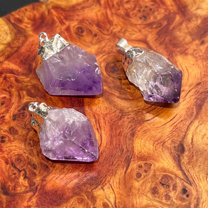 Amethyst Crystal Point Pendant (Silver Plated)