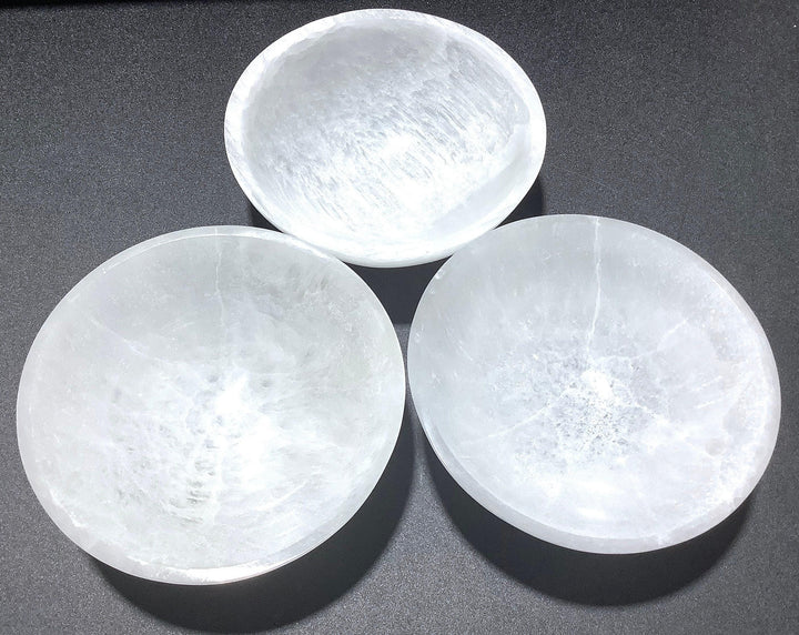 Large Selenite Satin Spar Crystal Bowl Carving (5.5 Inches)