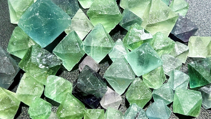 Bulk Wholesale Lot 1 LB Fluorite Octahedron Crystals One Pound Natural Gemstones Octahedral Crystals