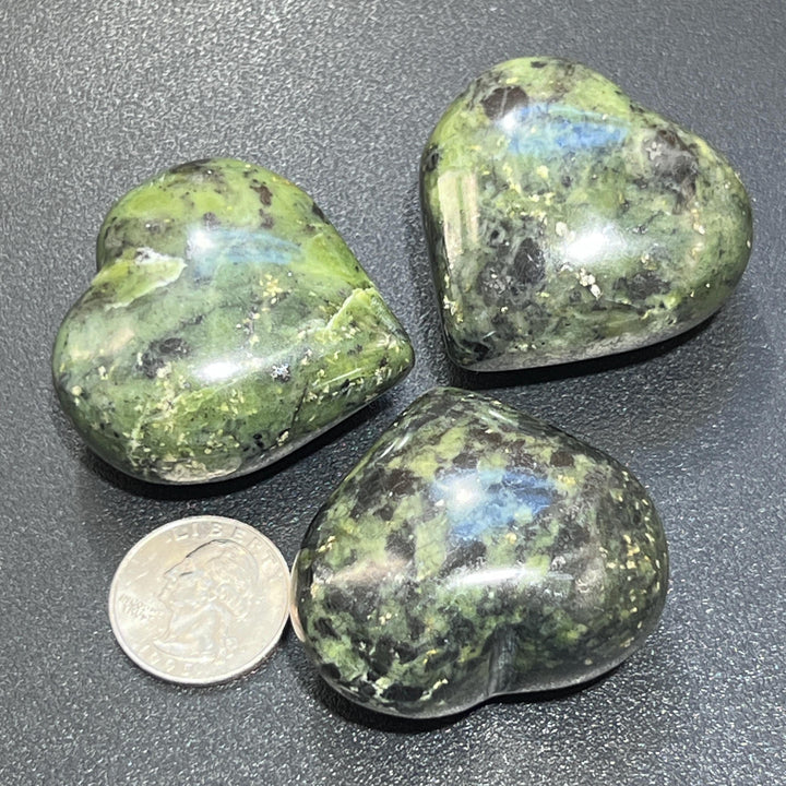 Green Nephrite Jade Puffy Heart Crystal Carving