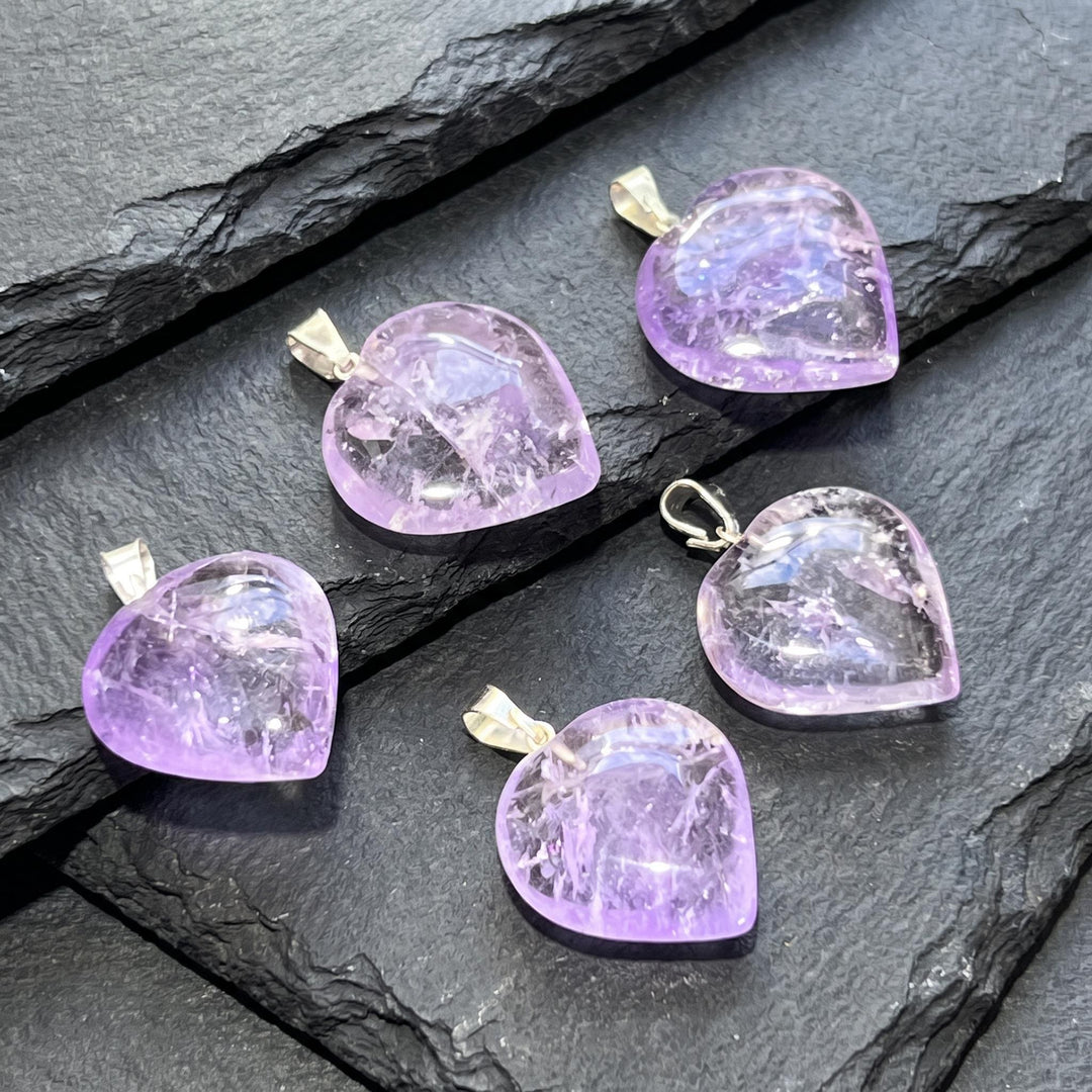 Amethyst Heart / Spade Shaped Pendant (Silver Bail)