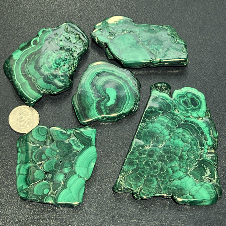 Malachite Slabs Polished Crystal Slices Freeform Carving