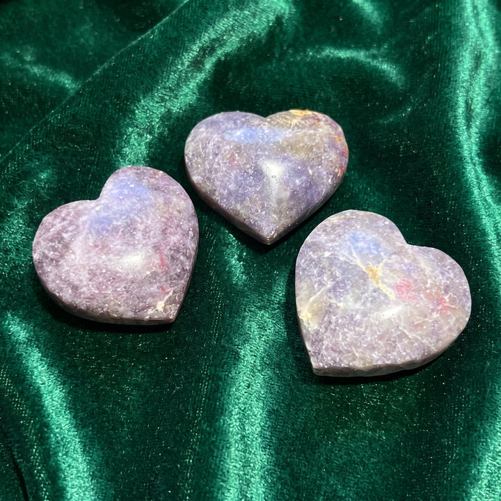 Purple Lilac Unicorn Lepidolite Stone Heart Carving
