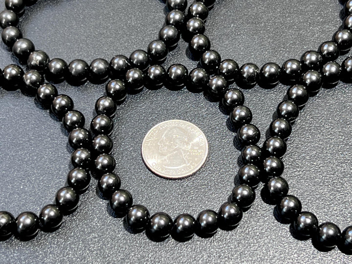 Black Shungite (Type-2) Karelian Bead Stretch Bracelet (8mm Beads)