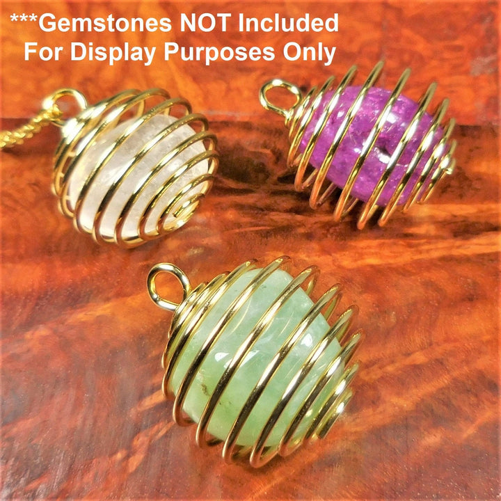 Bulk Wholesale Lot Of 5 Pieces Gold Flexible Round Cage Pendant Charm Bead Necklace Supply