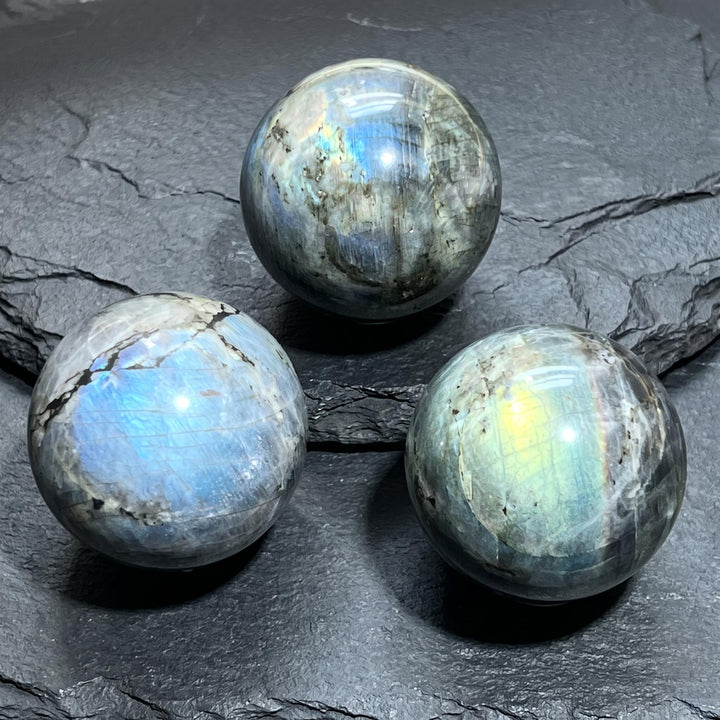 Flashy Labradorite Sphere Carving (50-60mm)