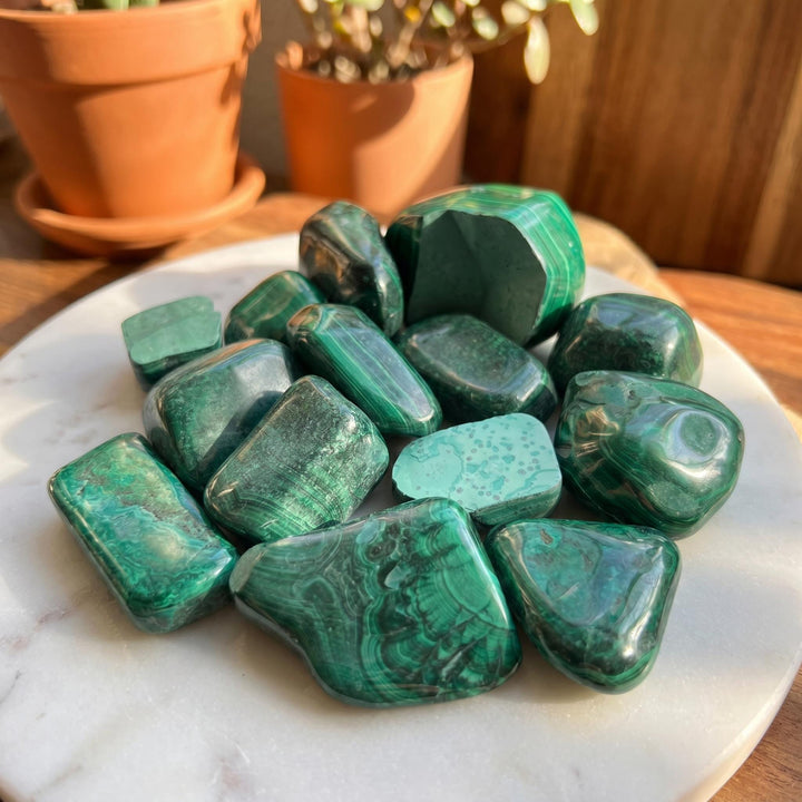 Tumbled Chipped Cracked Green Malachite Stones (Discounted)