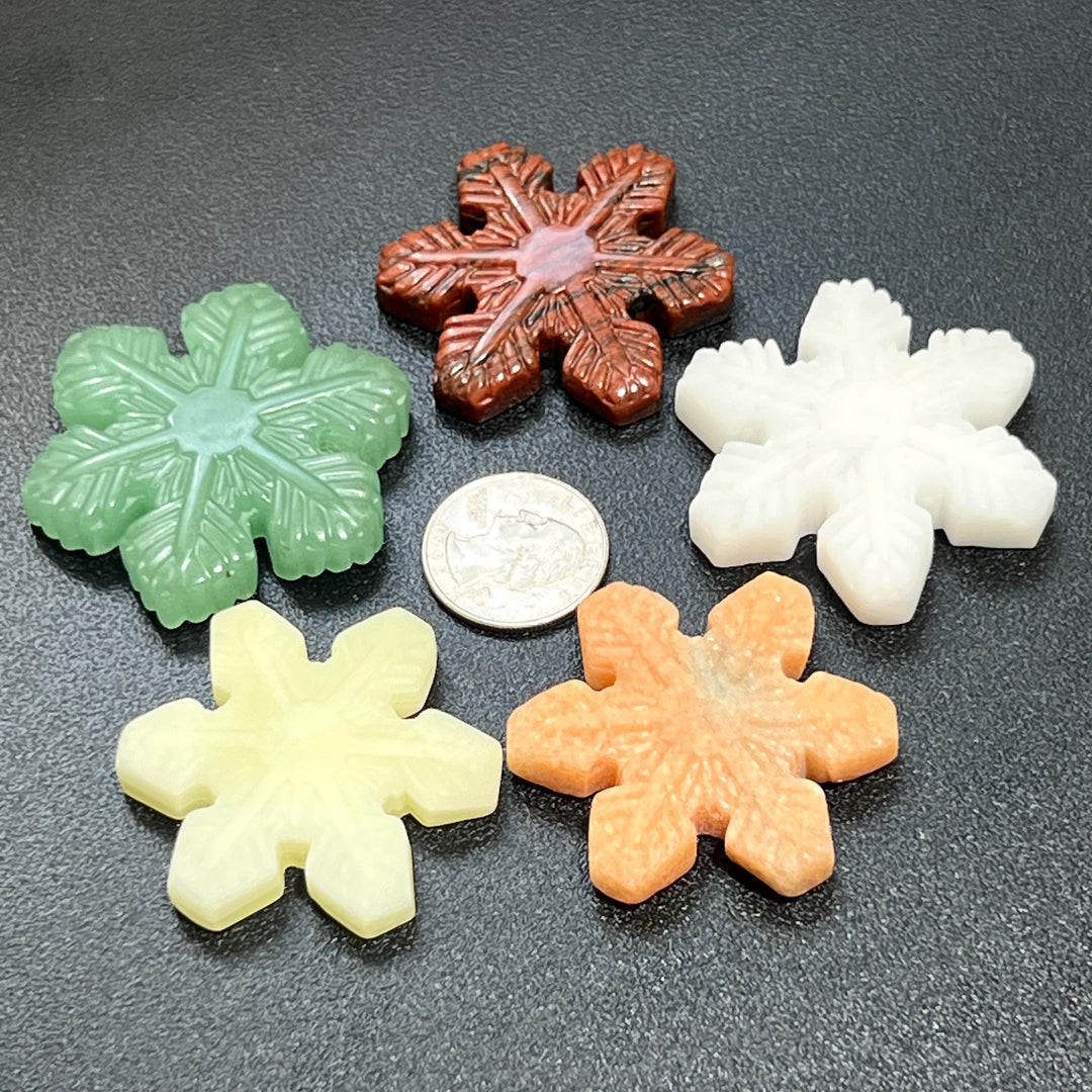 Assorted Snowflake Gemstone Crystal Carvings
