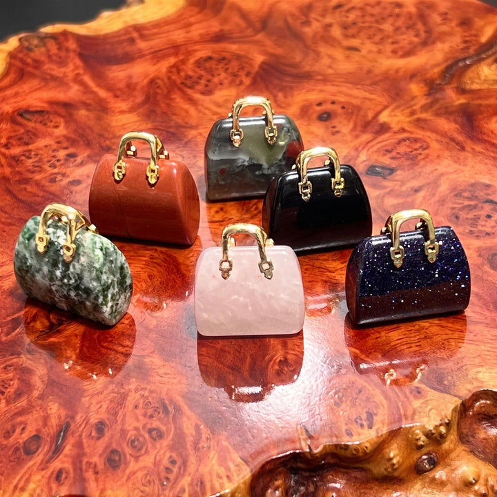 Assorted Purse Handbag Miniature Gemstone Crystal Carving