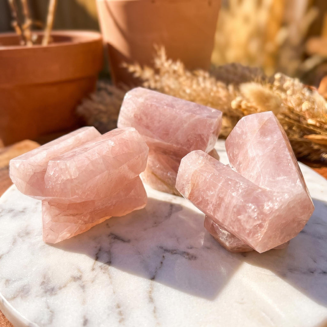Pink Rose Quartz Crystal Art Carving