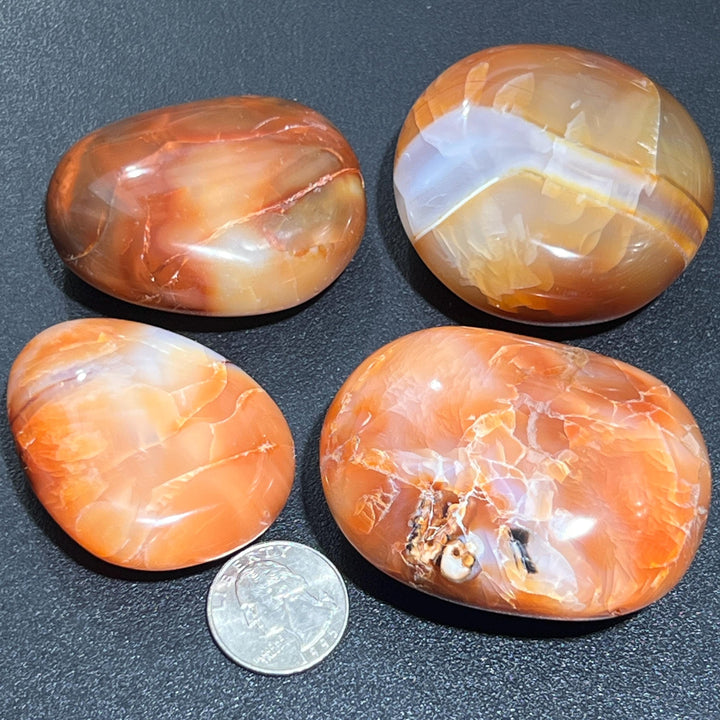 Large Red Carnelian Crystal Tumbled Palm Stone Carving