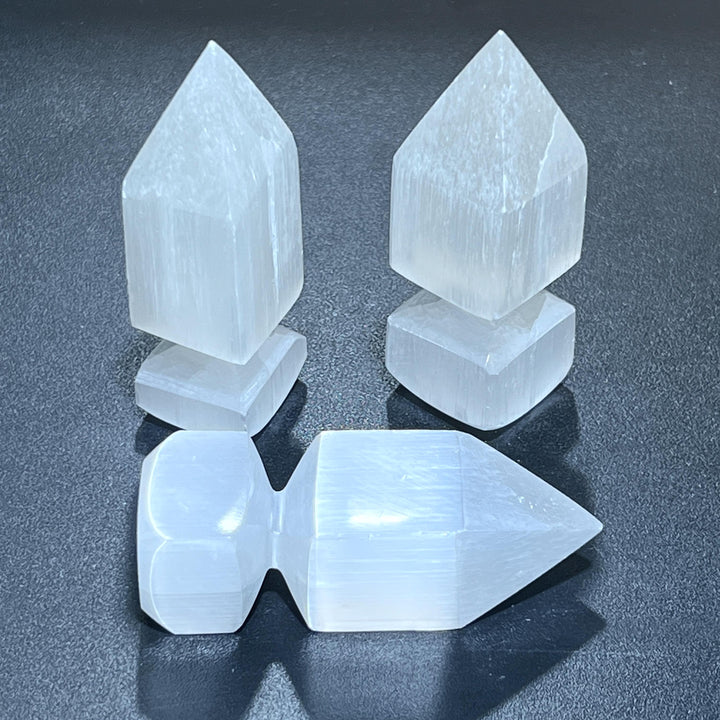 Clearance Sale Selenite Satin Spar Crystal Point Obelisk Tower Carving