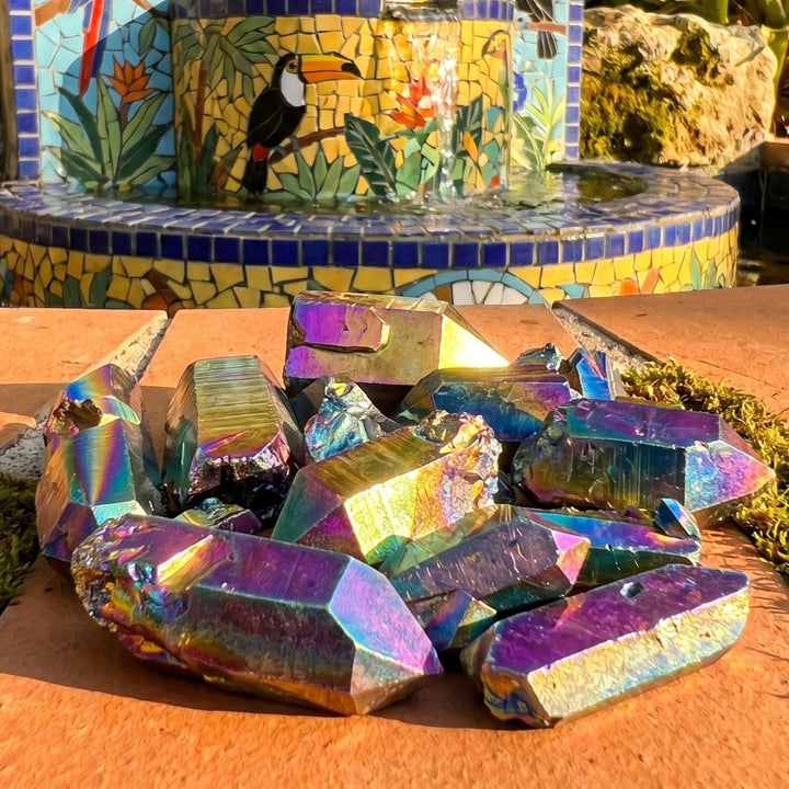 Titanium Aura Quartz (Coated) Crystals Rough Raw Points