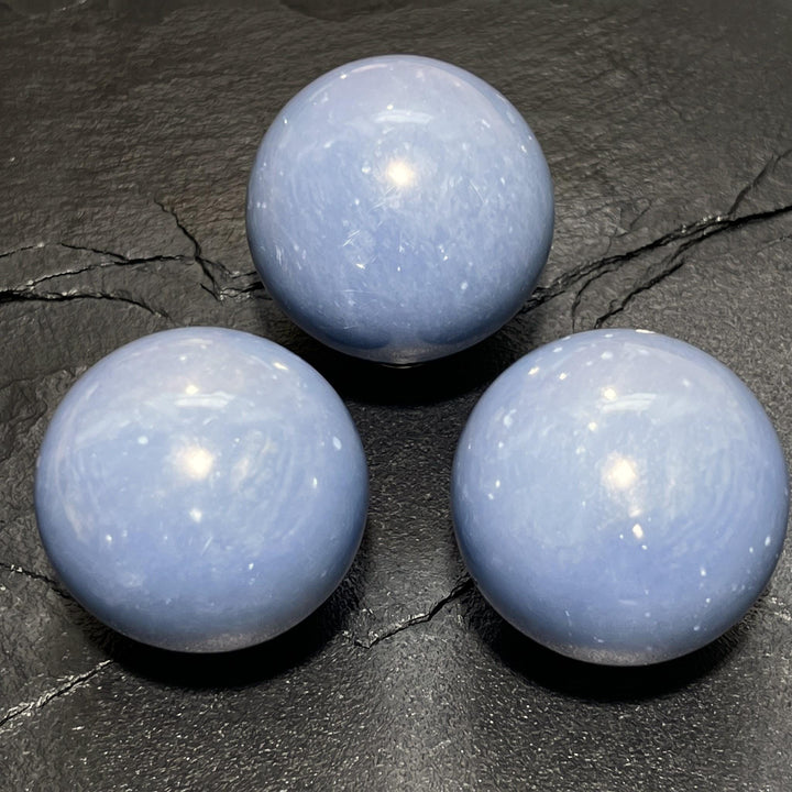 Blue Angelite Crystal Sphere Carving (1.5 Inch)