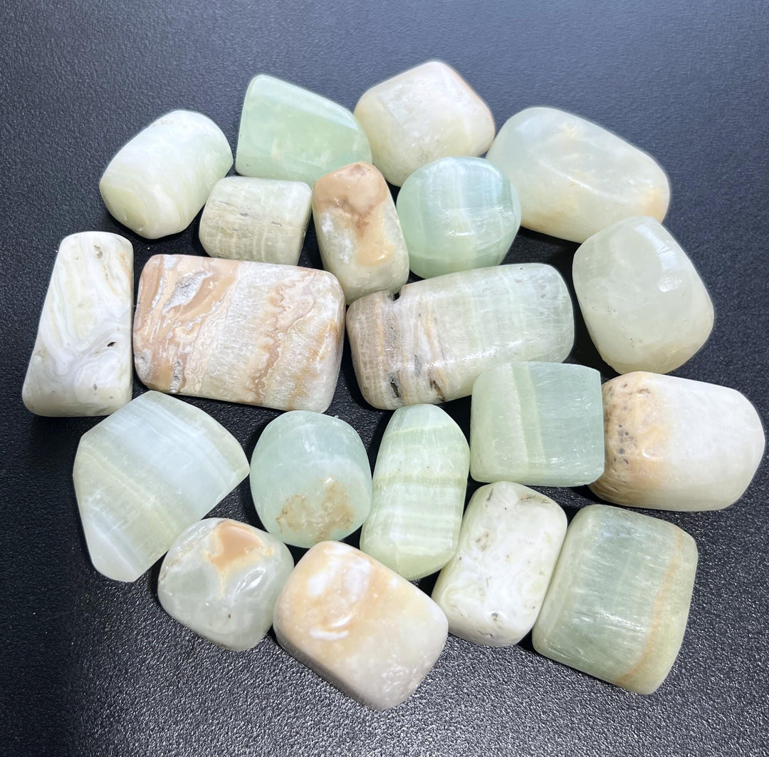 Green Blue Banded Calcite Tumbled Stones