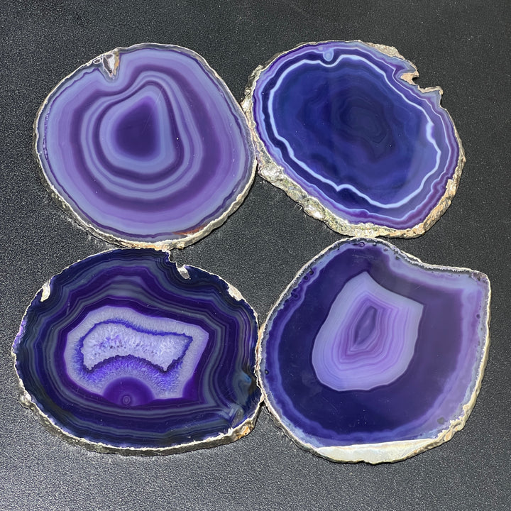 Agate Slice Coaster Silver Plated (Size #4)(4-5 Inches) Grade A Escort Place Cards