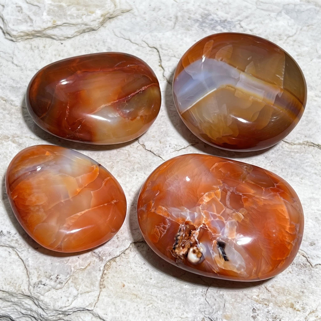 Large Red Carnelian Crystal Tumbled Palm Stone Carving