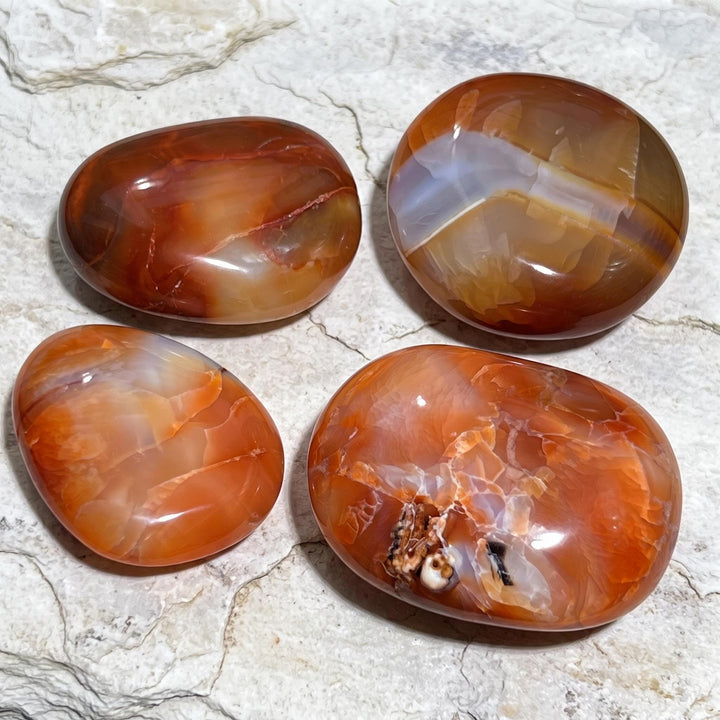Large Red Carnelian Crystal Tumbled Palm Stone Carving