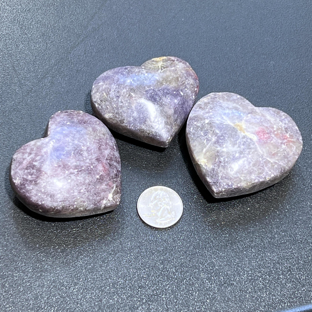 Purple Lilac Unicorn Lepidolite Stone Heart Carving
