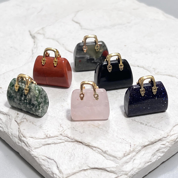 Assorted Purse Handbag Miniature Gemstone Crystal Carving