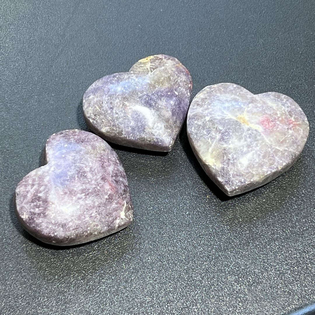 Purple Lilac Unicorn Lepidolite Stone Heart Carving