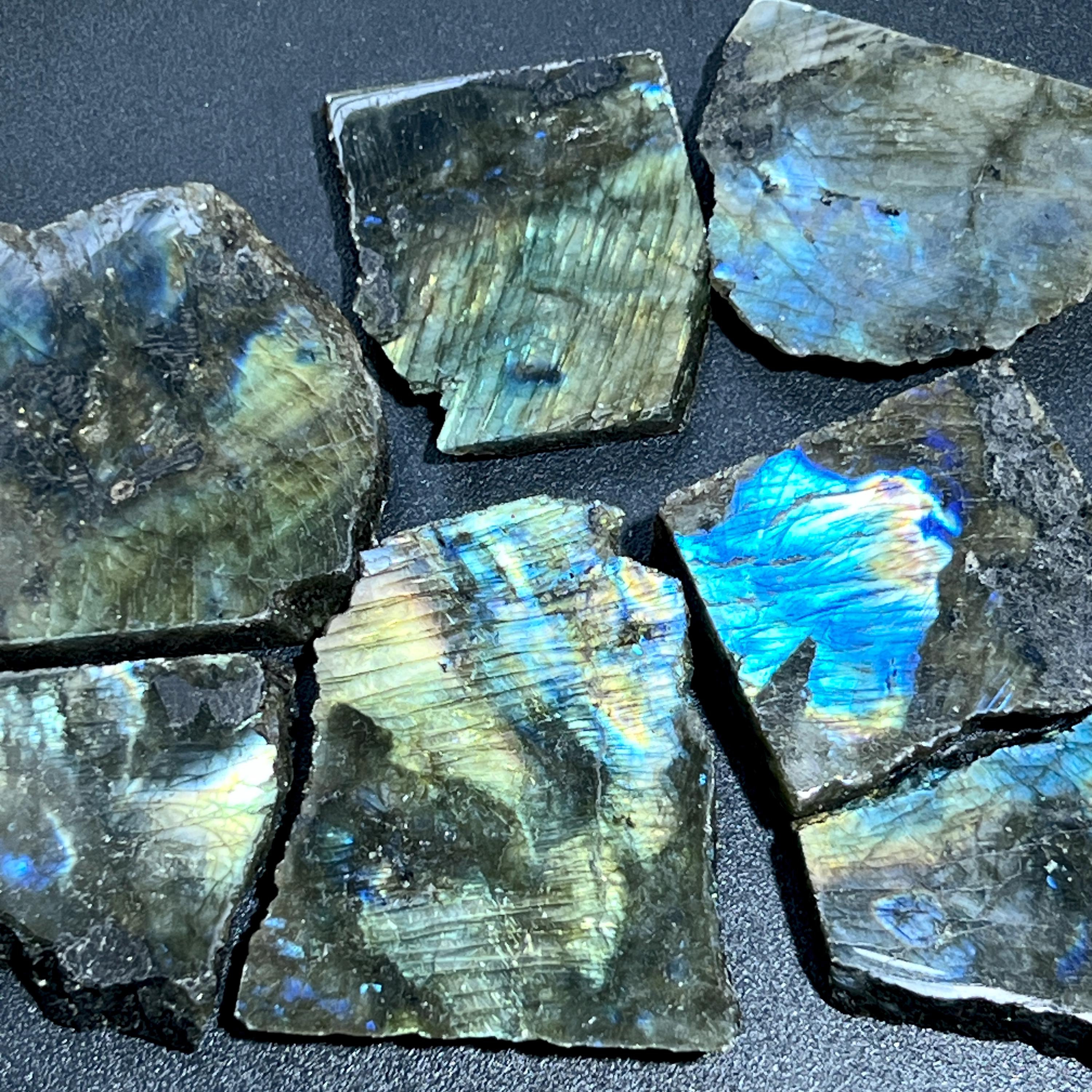 Flashy Labradorite Polished Rough Cut Slab Tiles (By The Piece or Poun ...