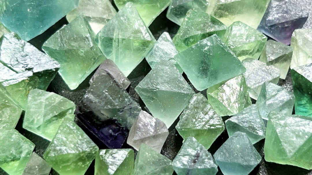 Natural Fluorite Octahedron Crystals (1/2 lb) 8 oz Bulk Wholesale Lot Half Pound Octahedral Healing Crystals And Stones