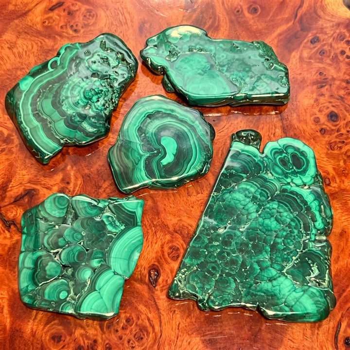 Malachite Slabs Polished Crystal Slices Freeform Carving