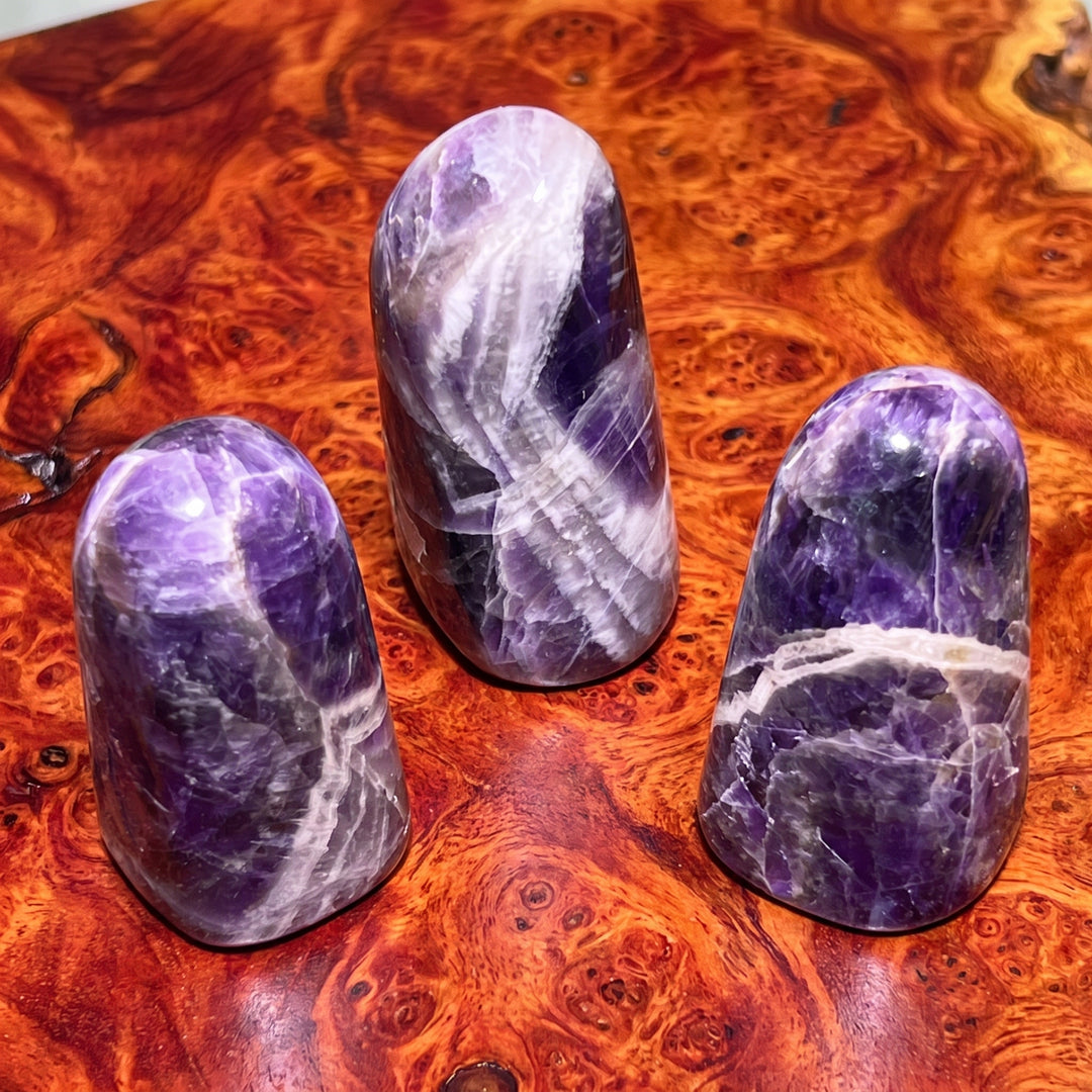 Banded Purple Amethyst Crystal Freeform Tower Carving