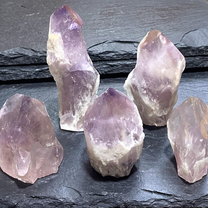 Large Smoky Amethyst Crystal Point Rough Standing Tower Carving