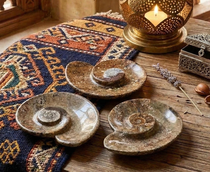 Ammonite Fossil Dish Carving
