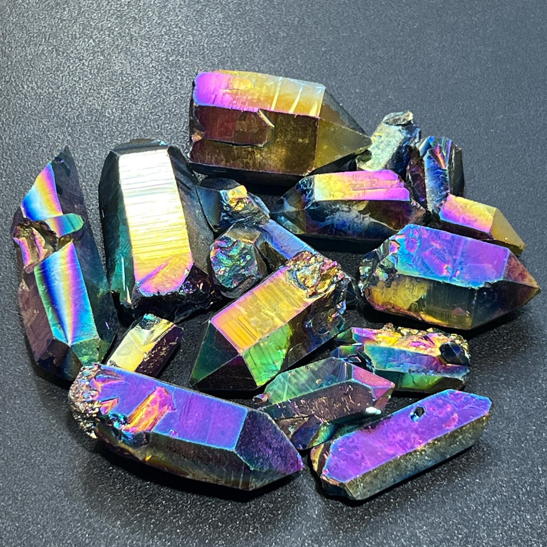 Titanium Aura Quartz (Coated) Crystals Rough Raw Points