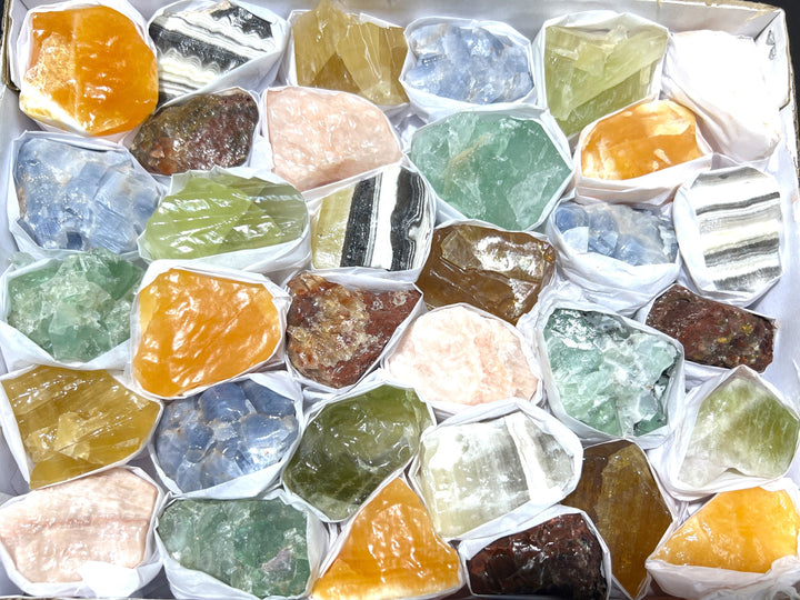 Calcite & Fluorite Mixed Rough Crystals (Avg 6.5 LBs) Large Box Flat Bulk Wholesale Lot Raw Stones Natural Gemstones