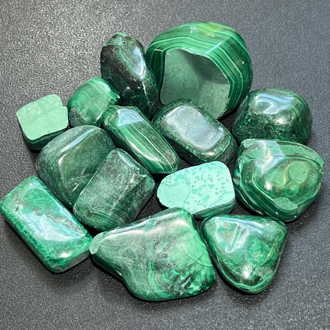 Tumbled Chipped Cracked Green Malachite Stones (Discounted)