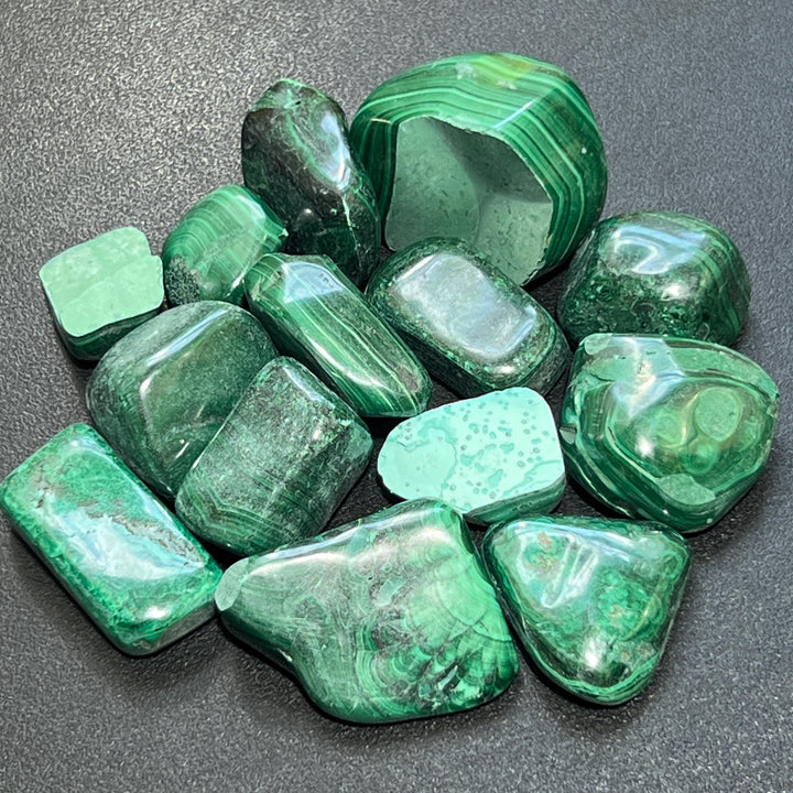 Tumbled Chipped Cracked Green Malachite Stones (Discounted)