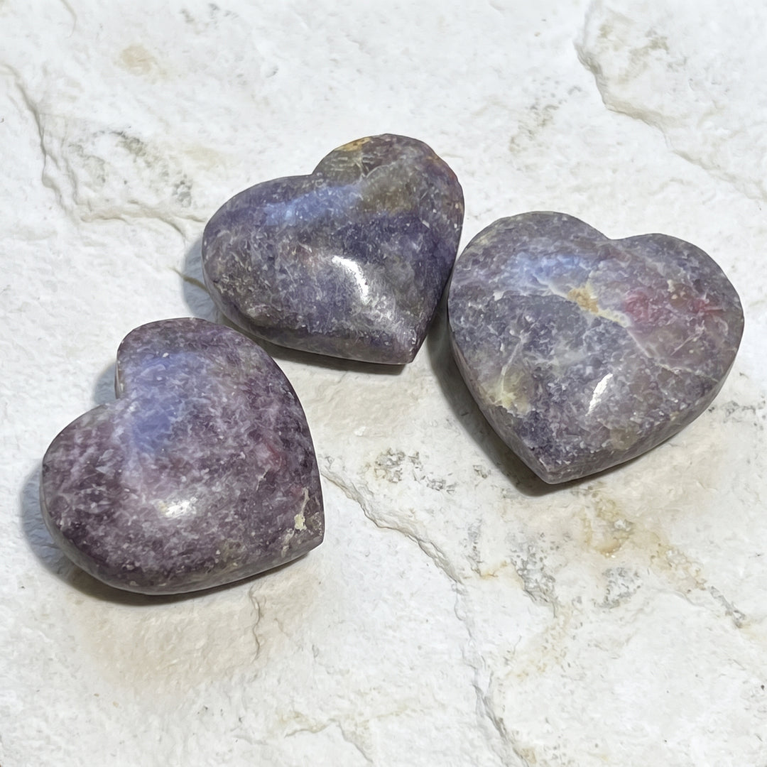 Purple Lilac Unicorn Lepidolite Stone Heart Carving