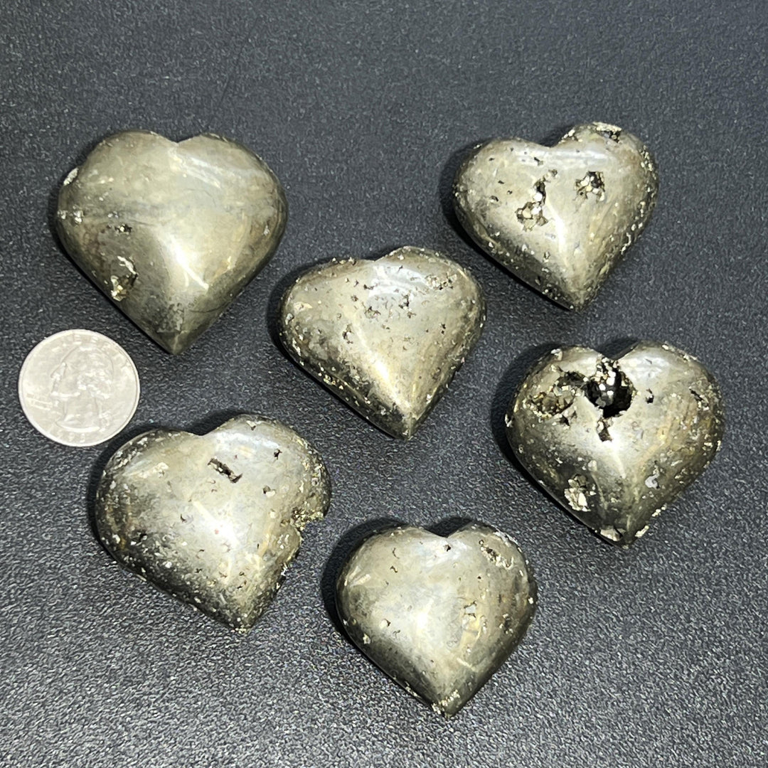 Iron Pyrite Crystal Puffy Heart Carving
