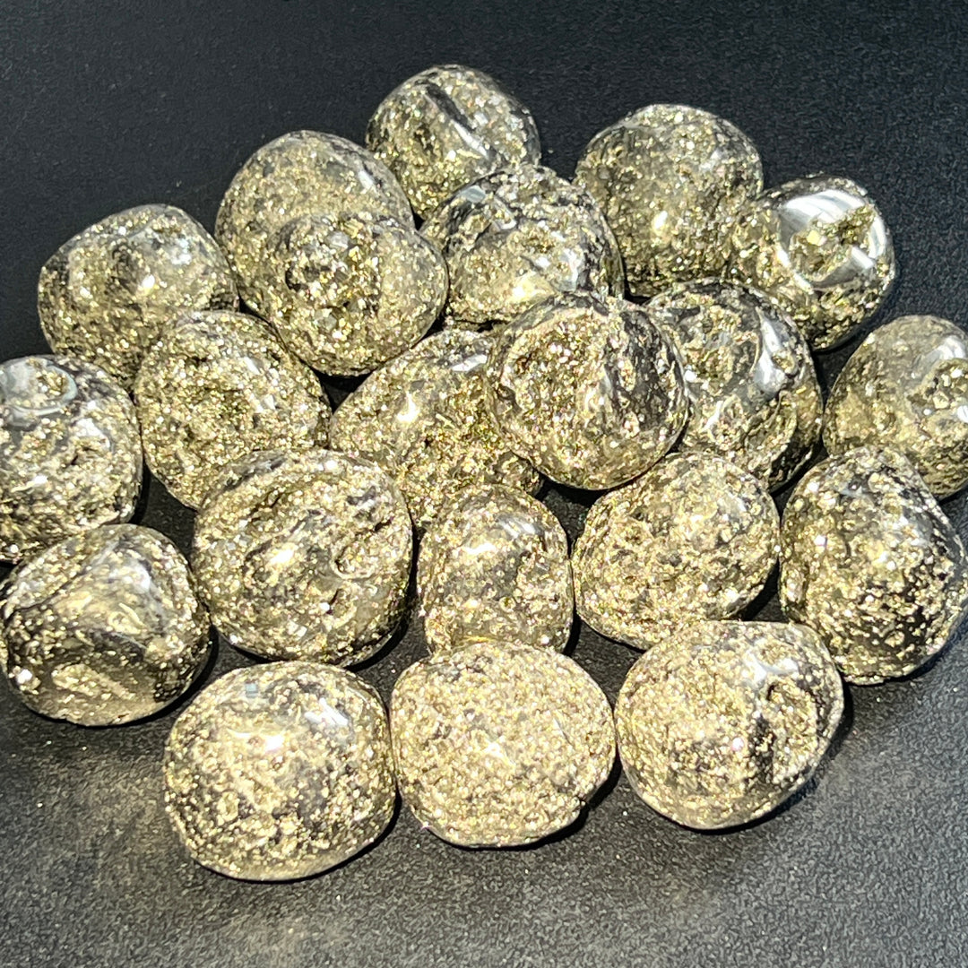 Iron Pyrite Crystal Tumbled (1 LB) One Pound Bulk Wholesale Lot Polished Natural Gemstones
