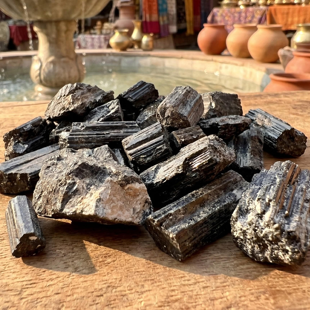Black Tourmaline Haystack Rough Crystals (By The Piece or Pound)