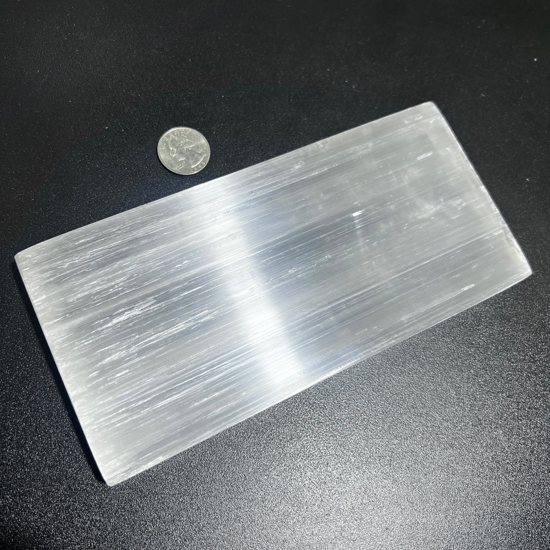 Extra Large Selenite Satin Spar Crystal Bar Plate Carving